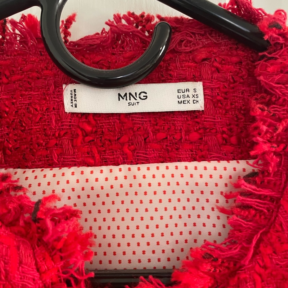 Mango Red Textured Teddy Jacket - Picture 6 of 8